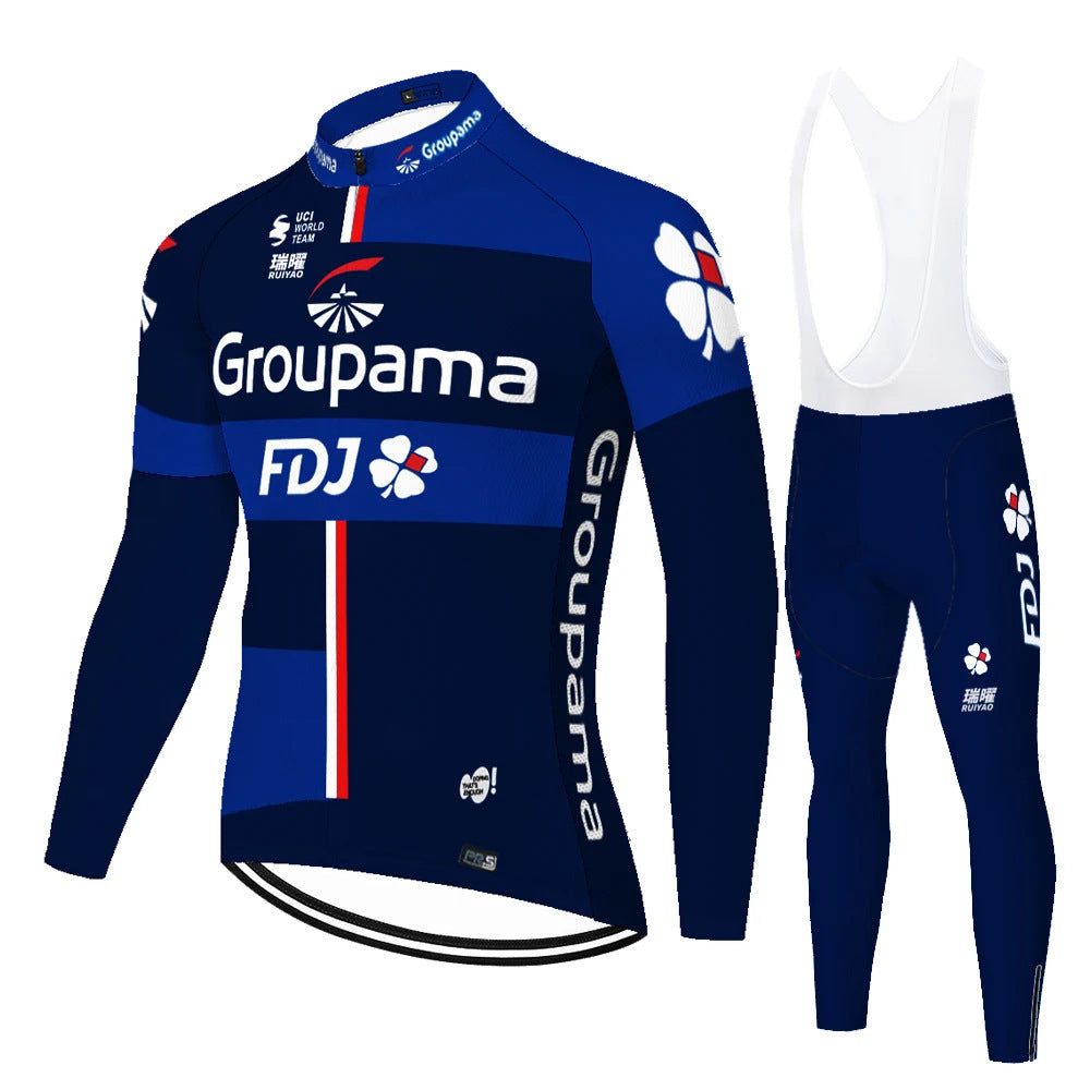 Ensemble de vélos professionnel FDJ avec maillots à manches longues